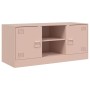 Mueble para TV de acero rosa 99x39x44 cm de vidaXL, Muebles TV - Ref: Foro24-841686, Precio: 79,03 €