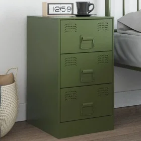 Olivgrüner Nachttisch aus Stahl, 34,5 x 39 x 62 cm von vidaXL, Nachttische - Ref: Foro24-841783, Preis: 106,94 €, Rabatt: %