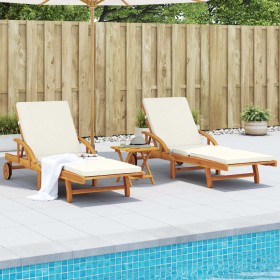 Sun loungers with cushions 2 pcs solid acacia wood 200x68x83 cm by vidaXL, Loungers - Ref: Foro24-3206372, Price: 471,11 €, D...