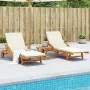Sonnenliegen mit Kissen 2 Stück massives Akazienholz 200x68x83 cm von vidaXL, Liegen - Ref: Foro24-3206372, Preis: 460,18 €, ...