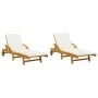Sonnenliegen mit Kissen 2 Stück massives Akazienholz 200x68x83 cm von vidaXL, Liegen - Ref: Foro24-3206372, Preis: 460,18 €, ...
