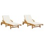 Sonnenliegen mit Kissen 2 Stück massives Akazienholz 200x68x83 cm von vidaXL, Liegen - Ref: Foro24-3206372, Preis: 428,22 €, ...