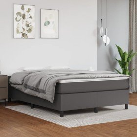 Estructura de cama sin colchón cuero sintético gris 140x190 cm Estructura de cama sin colchón cuero sintético gris 140x190 cm