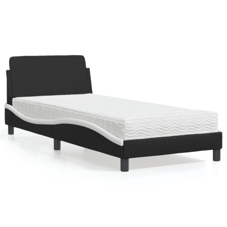 Bett mit schwarz-weißer Kunstledermatratze 90x200 cm von vidaXL, Betten und Lattenroste - Ref: Foro24-3208342, Preis: 238,04 ...