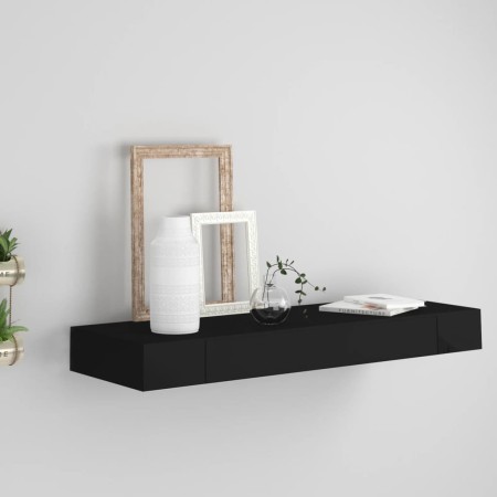 Floating wall shelf with black drawer 80x25x8 cm by vidaXL, Shelves and shelves - Ref: Foro24-288206, Price: 56,30 €, Discoun...