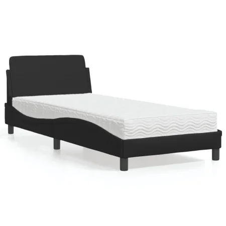 Cama con colchón cuero sintético negro 90x200 cm de vidaXL, Camas y somieres - Ref: Foro24-3208337, Precio: 256,35 €, Descuen...