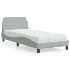 Bed with light gray velvet mattress 80x200 cm by vidaXL, Beds and slatted bases - Ref: Foro24-3208291, Price: 236,24 €, Disco...