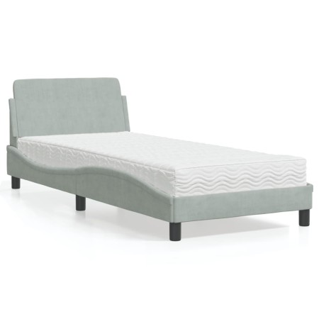Bett mit hellgrauer Samtmatratze 80x200 cm von vidaXL, Betten und Lattenroste - Ref: Foro24-3208291, Preis: 240,12 €, Rabatt: %
