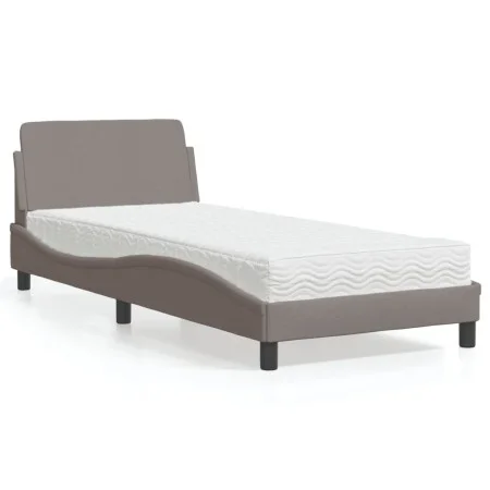 Bed with taupe gray fabric mattress 90x200 cm by vidaXL, Beds and slatted bases - Ref: Foro24-3208328, Price: 296,30 €, Disco...