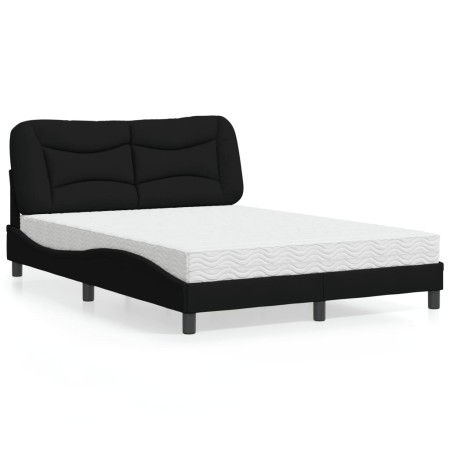 Cama con colchón tela negro 140x190 cm de vidaXL, Camas y somieres - Ref: Foro24-3208529, Precio: 412,30 €, Descuento: %