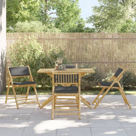 Folding bistro set with cushions 5 pieces dark gray bamboo by vidaXL, Garden sets - Ref: Foro24-3208936, Price: 271,29 €, Dis...