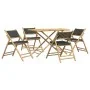Folding bistro set with cushions 5 pieces dark gray bamboo by vidaXL, Garden sets - Ref: Foro24-3208936, Price: 330,81 €, Dis...