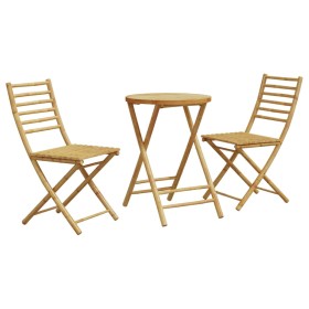 Juego de mesa y sillas de jardín 3 piezas bambú