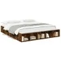 Smoked oak engineered wood bed frame 200x200cm by vidaXL, Beds and slatted bases - Ref: Foro24-3280542, Price: 154,88 €, Disc...