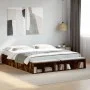 Smoked oak engineered wood bed frame 200x200cm by vidaXL, Beds and slatted bases - Ref: Foro24-3280542, Price: 154,88 €, Disc...