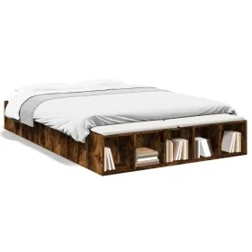 Smoked oak engineered wood bed frame 150x200cm by vidaXL, Beds and slatted bases - Ref: Foro24-3280563, Price: 136,79 €, Disc...