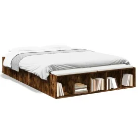 Smoked oak engineered wood bed frame 120x200cm by vidaXL, Beds and slatted bases - Ref: Foro24-3280577, Price: 132,81 €, Disc...