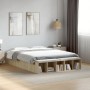 Sonoma oak engineered wood bed frame 135x190 cm by vidaXL, Beds and slatted bases - Ref: Foro24-3280589, Price: 130,20 €, Dis...