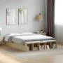 Sonoma oak engineered wood bed frame 135x190 cm by vidaXL, Beds and slatted bases - Ref: Foro24-3280589, Price: 128,66 €, Dis...