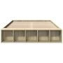 Sonoma oak engineered wood bed frame 135x190 cm by vidaXL, Beds and slatted bases - Ref: Foro24-3280589, Price: 128,66 €, Dis...