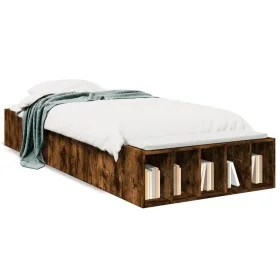 Smoked oak engineered wood bed frame 90x200 cm by vidaXL, Beds and slatted bases - Ref: Foro24-3280612, Price: 105,04 €, Disc...