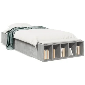 Concrete gray engineered wood bed frame 75x190 cm by vidaXL, Beds and slatted bases - Ref: Foro24-3280625, Price: 99,18 €, Di...