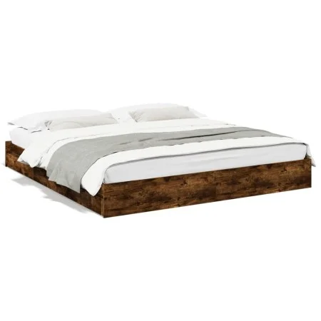 Smoked oak engineered wood bed with drawers 200x200 cm by vidaXL, Beds and slatted bases - Ref: Foro24-3280633, Price: 180,70...