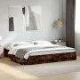 Smoked oak engineered wood bed with drawers 200x200 cm by vidaXL, Beds and slatted bases - Ref: Foro24-3280633, Price: 180,70...
