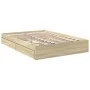 Sonoma oak engineered wood bed with drawers 140x200 cm by vidaXL, Beds and slatted bases - Ref: Foro24-3280659, Price: 165,89...
