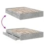 Concrete gray engineered wood bed with drawers 120x200 cm by vidaXL, Beds and slatted bases - Ref: Foro24-3280667, Price: 158...
