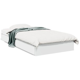 White engineered wood bed with drawers 100x200 cm by vidaXL, Beds and slatted bases - Ref: Foro24-3280671, Price: 150,50 €, D...