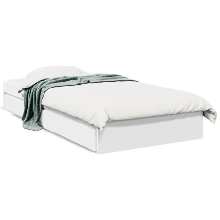 White engineered wood bed with drawers 100x200 cm by vidaXL, Beds and slatted bases - Ref: Foro24-3280671, Price: 143,57 €, D...