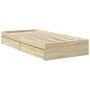 Sonoma oak engineered wood bed with drawers 100x200 cm by vidaXL, Beds and slatted bases - Ref: Foro24-3280673, Price: 129,93...