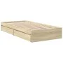 Sonoma oak engineered wood bed with drawers 100x200 cm by vidaXL, Beds and slatted bases - Ref: Foro24-3280673, Price: 129,93...