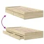 Sonoma oak engineered wood bed with drawers 100x200 cm by vidaXL, Beds and slatted bases - Ref: Foro24-3280673, Price: 129,93...