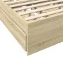 Sonoma oak engineered wood bed with drawers 100x200 cm by vidaXL, Beds and slatted bases - Ref: Foro24-3280673, Price: 129,93...