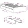 Smoked oak engineered wood bed with drawers 75x190 cm by vidaXL, Beds and slatted bases - Ref: Foro24-3280717, Price: 118,45 ...
