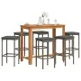 Gartentisch und Hocker 7 Stück Akazienholz PE Rattan grau von vidaXL, Gartensets - Ref: Foro24-3295287, Preis: 339,51 €, Raba...