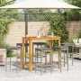 Gartentisch und Hocker 7 Stück Akazienholz PE Rattan grau von vidaXL, Gartensets - Ref: Foro24-3295287, Preis: 339,51 €, Raba...
