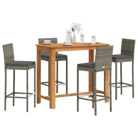 Garden table and stools 5 pcs acacia wood PE rattan gray by vidaXL, Garden sets - Ref: Foro24-3295279, Price: 478,01 €, Disco...