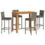 Garden table and stools 5 pcs acacia wood PE rattan gray by vidaXL, Garden sets - Ref: Foro24-3295279, Price: 478,01 €, Disco...
