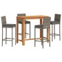 Gartentisch und Hocker 5 Stück Akazienholz PE Rattan grau von vidaXL, Gartensets - Ref: Foro24-3295279, Preis: 519,95 €, Raba...