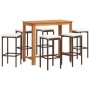 Garden table and stools 7 pcs acacia wood PE rattan brown by vidaXL, Garden sets - Ref: Foro24-3295285, Price: 362,48 €, Disc...