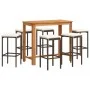 Gartentisch und Hocker 7 Stück Akazienholz PE Rattan braun von vidaXL, Gartensets - Ref: Foro24-3295285, Preis: 339,71 €, Rab...