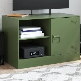 Olivgrüner TV-Schrank aus Stahl, 67 x 39 x 44 cm von vidaXL, TV-Möbel - Ref: Foro24-841699, Preis: 61,27 €, Rabatt: %