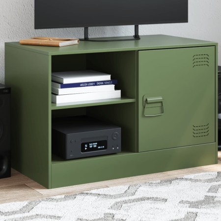 Olivgrüner TV-Schrank aus Stahl, 67 x 39 x 44 cm von vidaXL, TV-Möbel - Ref: Foro24-841699, Preis: 61,87 €, Rabatt: %