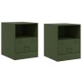 Mesitas de noche 2 unidades acero verde oliva 34,5x39x44 cm de vidaXL, Mesitas de noche - Ref: Foro24-841760, Precio: 82,11 €...
