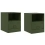 Mesitas de noche 2 unidades acero verde oliva 34,5x39x44 cm de vidaXL, Mesitas de noche - Ref: Foro24-841760, Precio: 81,01 €...