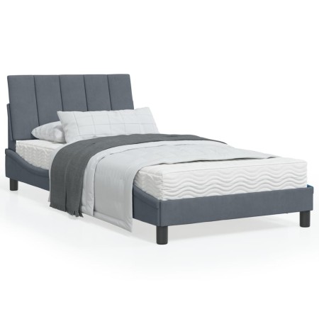 Bett mit dunkelgrauer Samtmatratze 100x200 cm von vidaXL, Betten und Lattenroste - Ref: Foro24-3208581, Preis: 298,35 €, Raba...