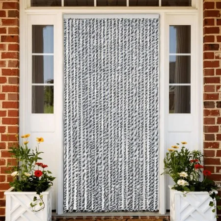 Grau-schwarz-weißer Chenille-Fliegenvorhang, 118 x 220 cm von vidaXL, Moskitonetze für Fenster - Ref: Foro24-4004882, Preis: ...